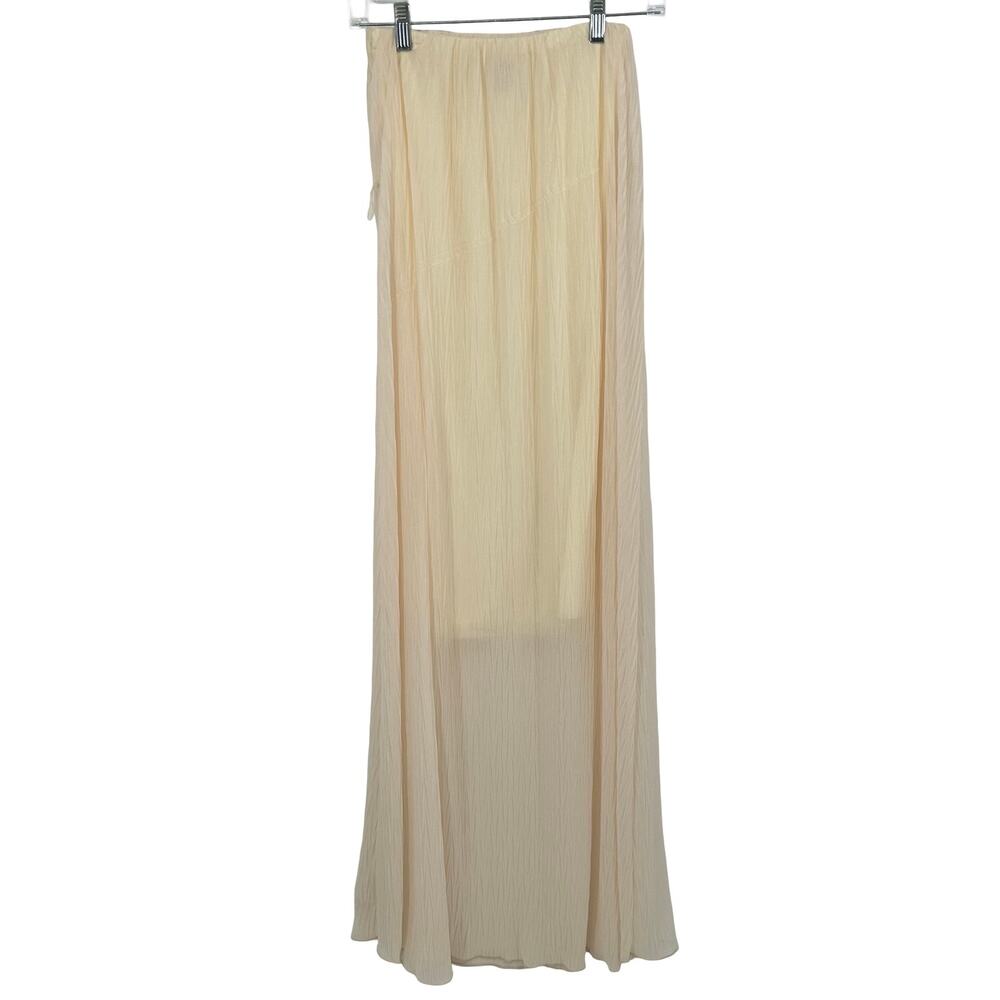 Vintage y2k Women's Cream Nymphe Flowy Fairy Maxi Skirt W/ Sheer Chiffon Overlay - Picture 5 of 7